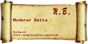 Moderer Betta névjegykártya